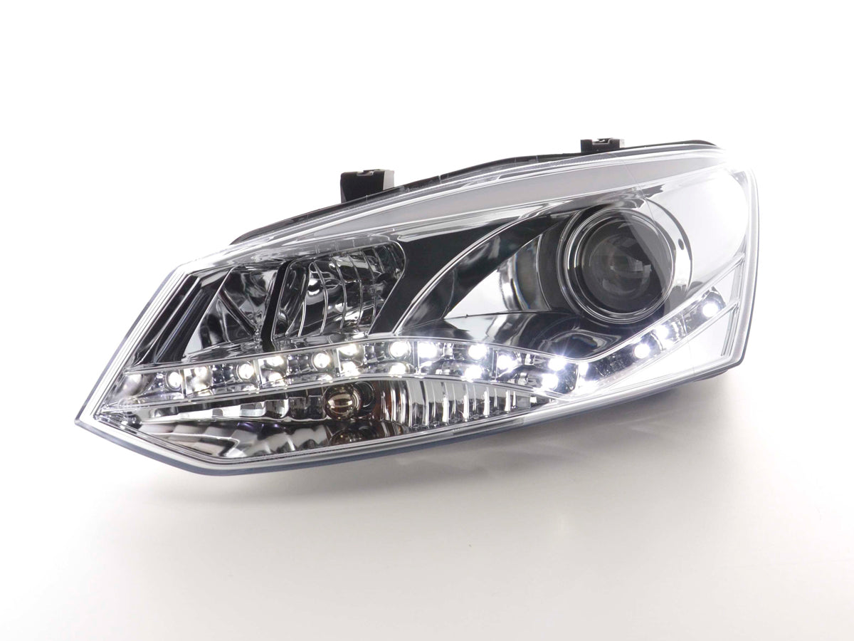 Scheinwerfer Set Daylight LED TFL-Optik VW Polo Typ 6R 2010- chrom Scheinwerfer Set Daylight LED TFL-Optik VW Polo Typ 6R 2010- chrom